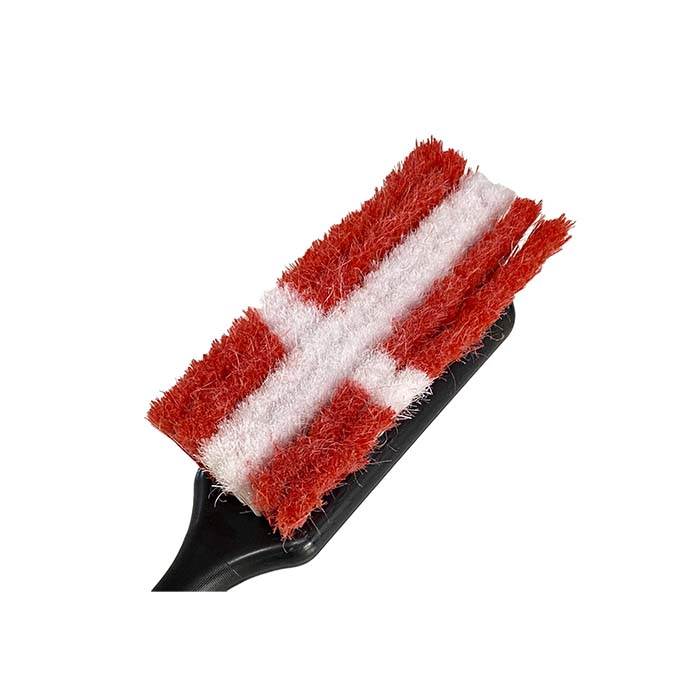 VASKEBØRSTE MED DANNEBROG BØRSTER OG LANGT SKAFT (Knofedt)