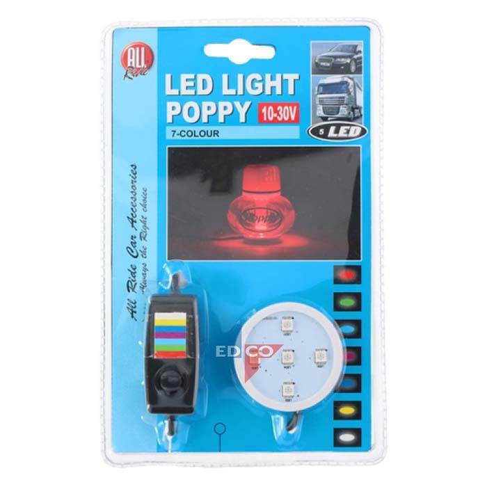 Poppy LED LYS MED 7 FARVER 12-24 VOLT